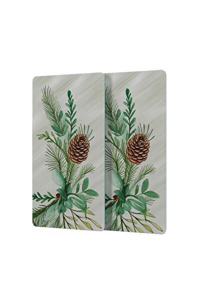 Decovetro Glass Presentation Serving Plate Set of 3 Rectangular Christmas New Year Wreath Patterned