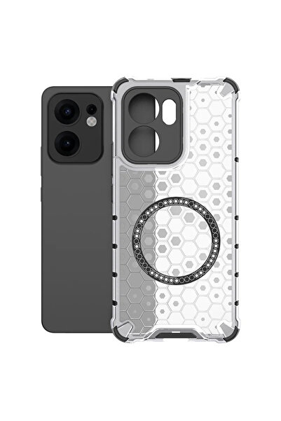 OPPO Θήκη Honeycomb για Reno13 F, Magnet MagCase, Γωνίες AntiDrop, Λευκό