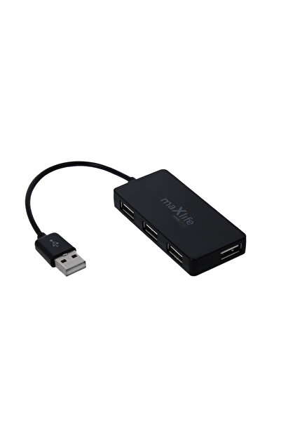 MaxLife Naturals Maxlife USB 2.0 Hub with 4 Ports and 1.5m Extension Cable, for Home Office, Laptop and Desktop
