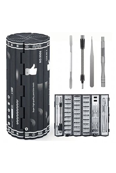 Optim Solution 128-in-1 Precision Screwdriver Set with Magnetic Bits, Durable Steel, Black