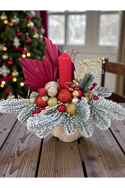 Amintiria Aranjament de Crăciun cu lumânare, globuri, decor handmade, tematic...