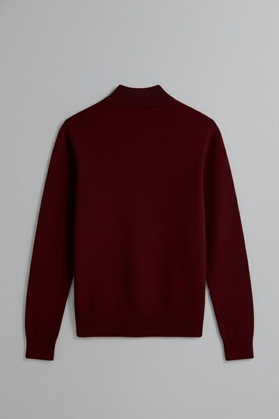 COMBİNE MİCHAİL Men's Basic Loose Burgundy Turtleneck Knit Sweater