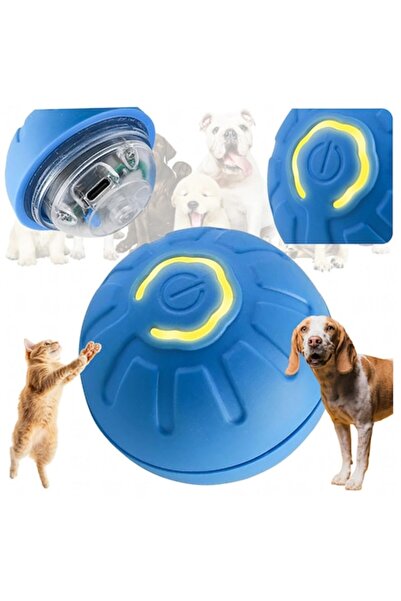 Optim Solution Jucărie interactivă cu minge vibratoare LED pentru câini și pisici, 45 mm, 300 mAh, USB - Albastră