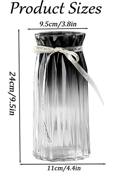 Generic 2 PCS Glass Vase Gradient Grey - Modern Large Flower Vase for Weddings, Dining Table, Home Decor