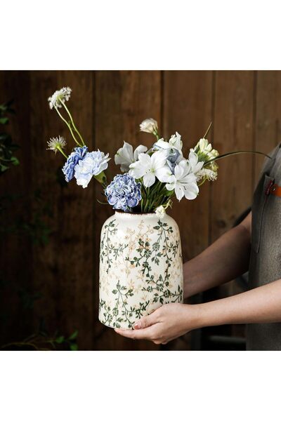 Heifgott Green Vintage Chinoiserie Crackled Ceramic Decorative Vase