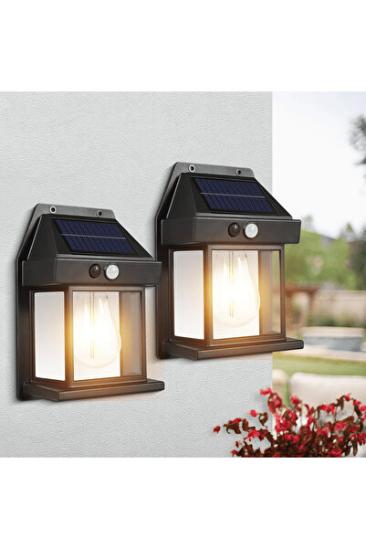 OferteTop Set Două Lămpi Solare Cu Bec Retro (LED) Și Senzor De Mișcare