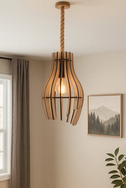 Gravarelaser Wood and Rope Chandelier