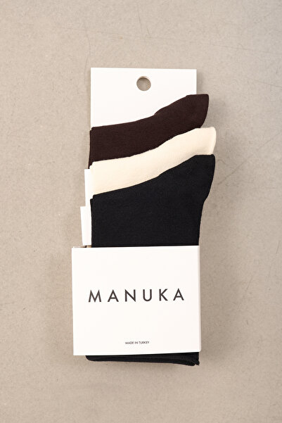 Manuka Set of 3 Socks Brown-Beige-Black