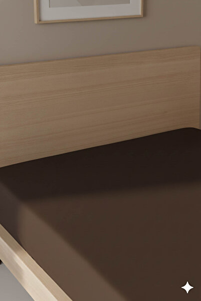FAVORA 100% Cotton Ranforce Premium Single Fitted Sheet - Brown