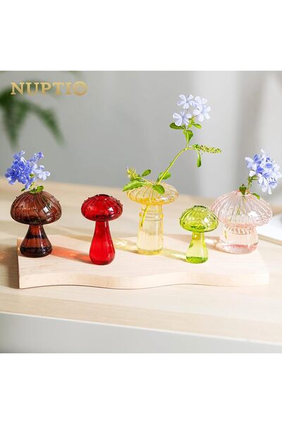 NUPTIO Mushroom Glass Vase Set of 5 (Colored)