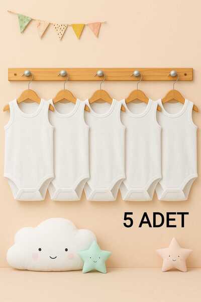 enmodaiçgiyim 5 Adet %100 Pamuklu Kolsuz Bebek Zıbın-1. Kalite,Yumuşak Dokulu...