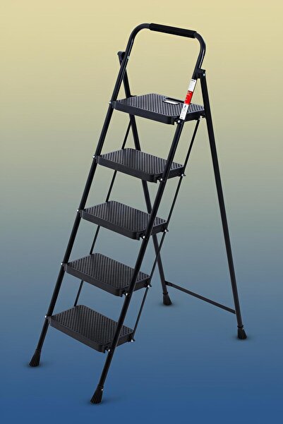 HİS YAPI 5 Geniş Basamaklı Özel Tasarım Siyah Merdiven