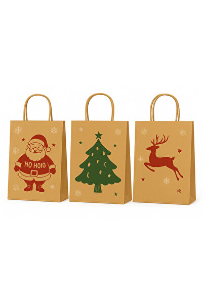 HDF PAZARLAMA YILBAŞI DESENLİ KARIŞIK 15 ADET 18*8*27 KRAFT ÇANTA