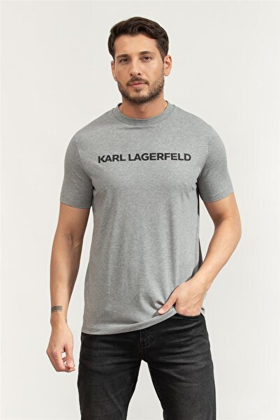 Karl Lagerfeld Crewneck Erkek Bisiklet Yaka T-Shirt Gri