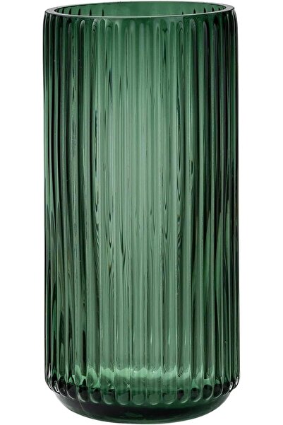 LENND Flower Vase 20cm Green Thickened Hand-Blown Glass - Round Vintage Striped