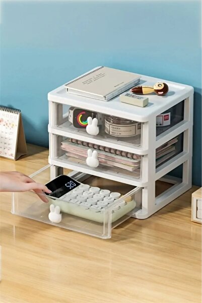 Bayev Bunny 2 Pieces 3 Drawer Makeup Organizer - Brush Cosmetic Makeup Organizer with Compartments