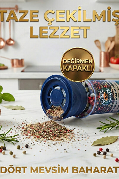Dört Mevsim Baharat Renkli Karabiber – Değirmenli Pratik Ambalaj 70 GR (Renkli Aromalı Taneler)
