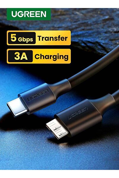 Ugreen كابل USB Type-C إلى Micro USB بطول 0.25 متر لنقل البيانات بسرعة