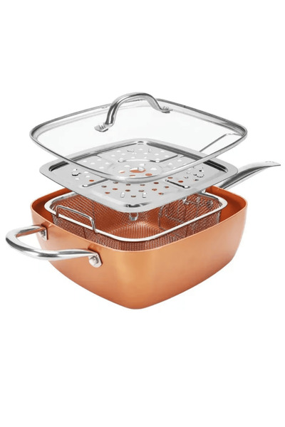 OferteTop MasterCook 5-în-1: Tigaie, Cratiță, Friteuză, Tavă Și Vas Paste, Varianta Originală (24 cm)