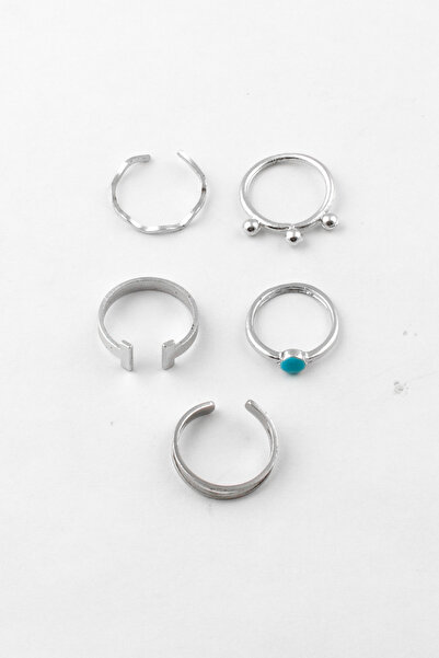 Sortie Aksesuar طقم خواتم قابلة للتعديل ومجمعة معًا بتصميم دائرة متعرجة وشكل ...