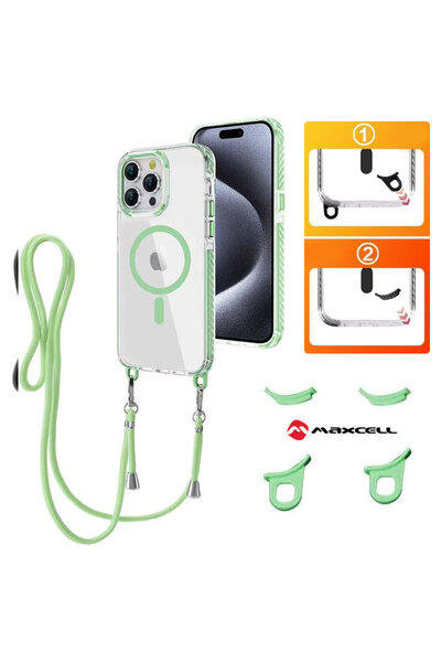 Apple Калъф MagFrame за iPhone 16, AntiDrop 2в1, Свалящ се шнур, Прозрачна/Зе...