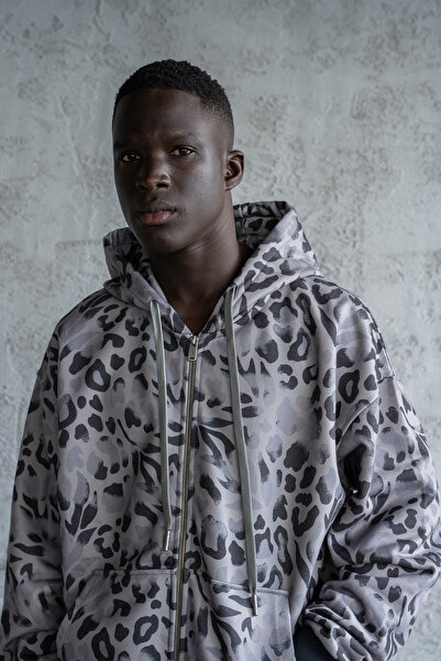 Machinist Hanorac cu fermoar pentru bărbați, cu model, fum