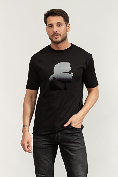 Karl Lagerfeld Crewneck Erkek Bisiklet Yaka T-Shirt Siyah