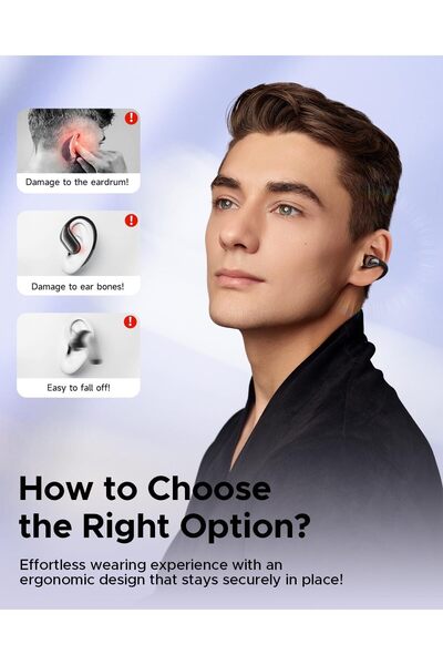 truefree B1 Wireless Clip-On Open-Ear Earbuds, Bluetooth 5.4, Spatial Sound