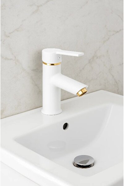 Sardıcı Argus Series Gold Detaylı Beyaz Lavabo Bataryası