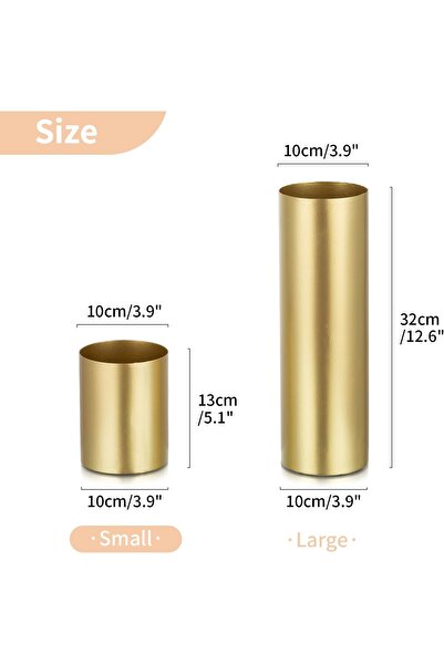 NUPTIO Gold Metal Flower Vases - 2 pcs, 13 cm (5.1 in) Centerpiece