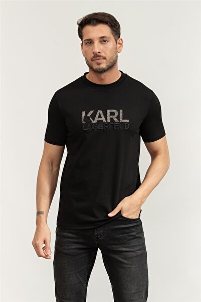 Karl Lagerfeld Crewneck Erkek Bisiklet Yaka T-Shirt Siyah