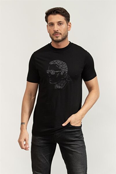 Karl Lagerfeld Crewneck Erkek Bisiklet Yaka T-Shirt Siyah