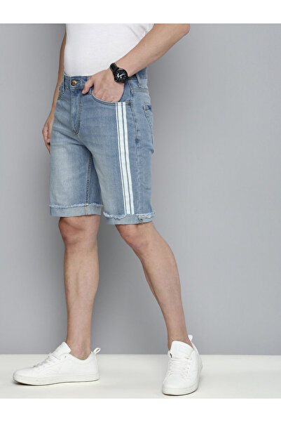 The Indian Garage Co By Styli Men Blue Striped Denim Shorts