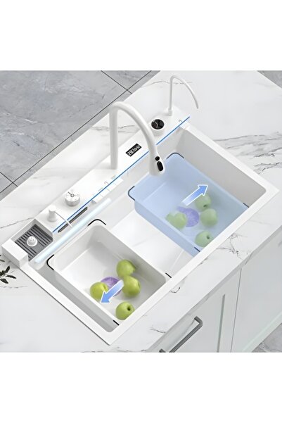 DenisNetwork AQUA 3 Smart Multifunction Kitchen Sink, Stainless Steel, 80x46 cm, 6 functions, digital display