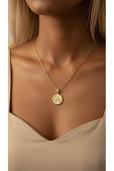 İNN JEWELLERY Steel Necklace (Letter a Non-Tarnish Anti-Allergy Zirconium (2 Years Importer Warranty)