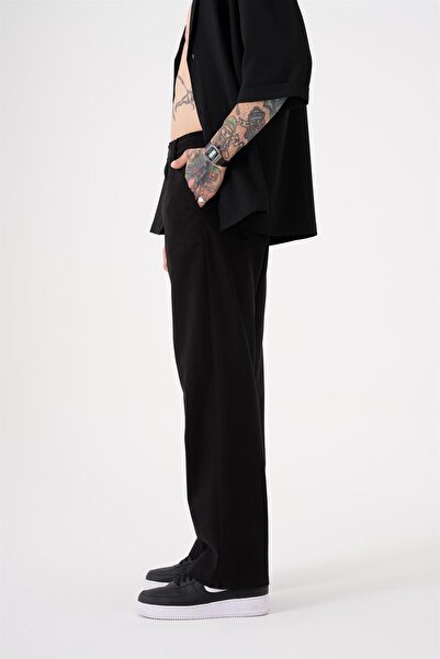 Machinist Oversized Gabardine Elastic Trousers Black