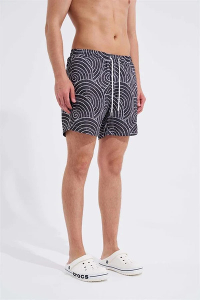 Machinist Ανδρικό παραδοσιακό vintage σορτς κολύμβησης μαύρο-λευκό