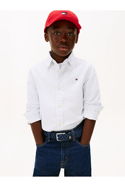 Tommy Hilfiger قميص فليكس إيثاكا المخطط للأولاد باللون الأزرق