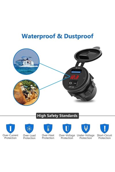 GizMondo Car USB Charger Socket with Voltage Indicator and Switch