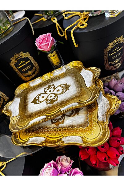 ITALY Esterhomedecor 2-Piece Original Italian Rosewood Tray for Two People 30...