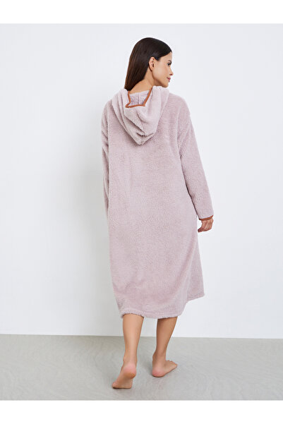 Styli Fleece Zip Through Hooded Nightdress Robe