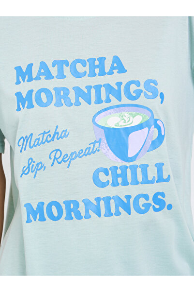 Styli Match Graphic Drop Shoulder T-Shirt and Ruffle Pyjama Set