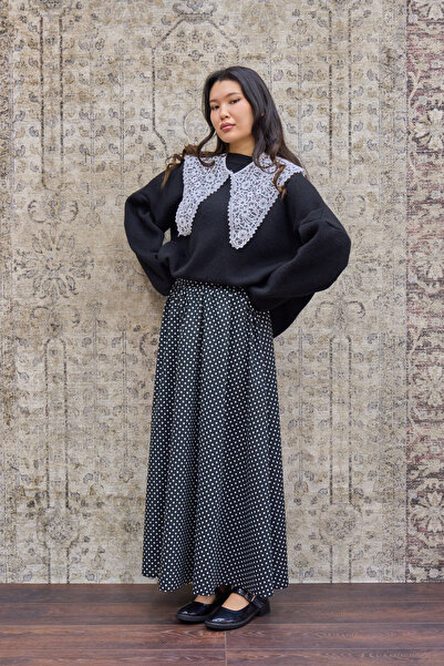 KÜÇÜĞÜM BUTİK Black Polka Dot Poplin Skirt