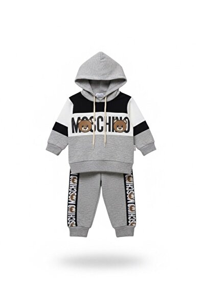 MOSCHINO Bebek Çocuk Ayıcık Baskılı Kapüşonlu Eşofman Takımı