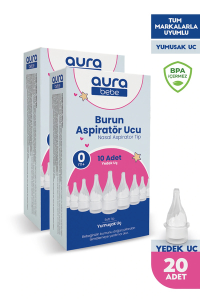 Aura Bebe Nasal Burun Aspiratörü Yedek Uç (20 ADET) Tüm Markalara Uyumlu Buru...