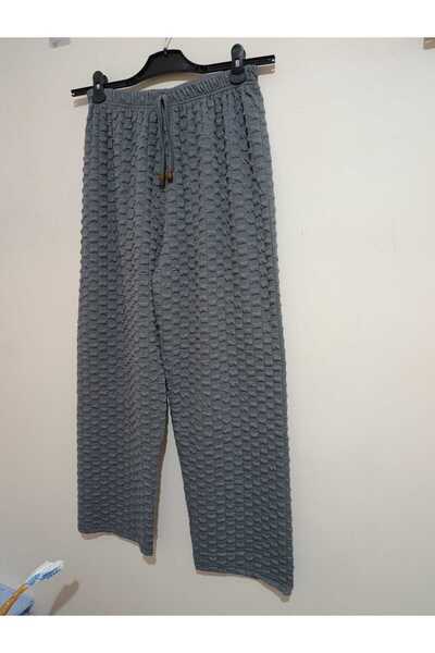 anne moda ankara Winter, Soft Texture, High Waist, Embossed Texture, Solid Color, Comfortable Fit, Knitwear Pants