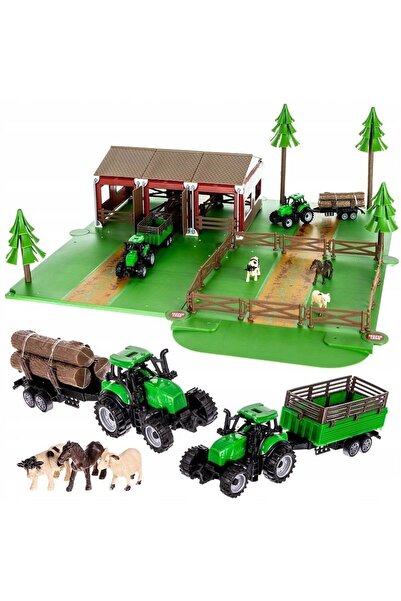PROCART Set de joacă la fermă cu mașini agricole și animale, 102 piese, 54 x 62 x 20 cm