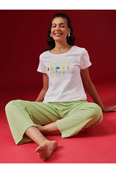 Clovia By Styli Cotton Printed T-Shirt and Pyjama Set
