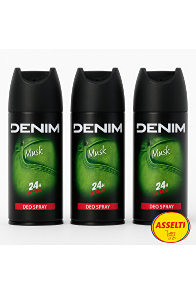 Asselti ® Set – 3 x Denim Musk Deodorant Spray 150 ml, men's, 24 h protection
