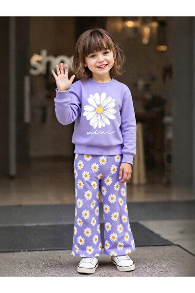 Take Two By Styli Floral Printed Sweatshirts with Wide Leg Pants Set